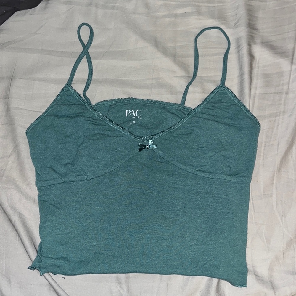 PacSun cami tank green with bow detail
